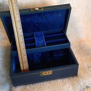Vintage Musical jewelry box blue velvet